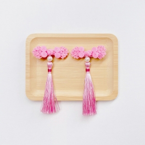 Girl Hair Clip Button Chinese Knot CNY Pair (GHP6392)